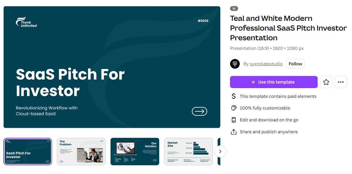 Teal and White Modern SaaS Pitch Investor Presentation